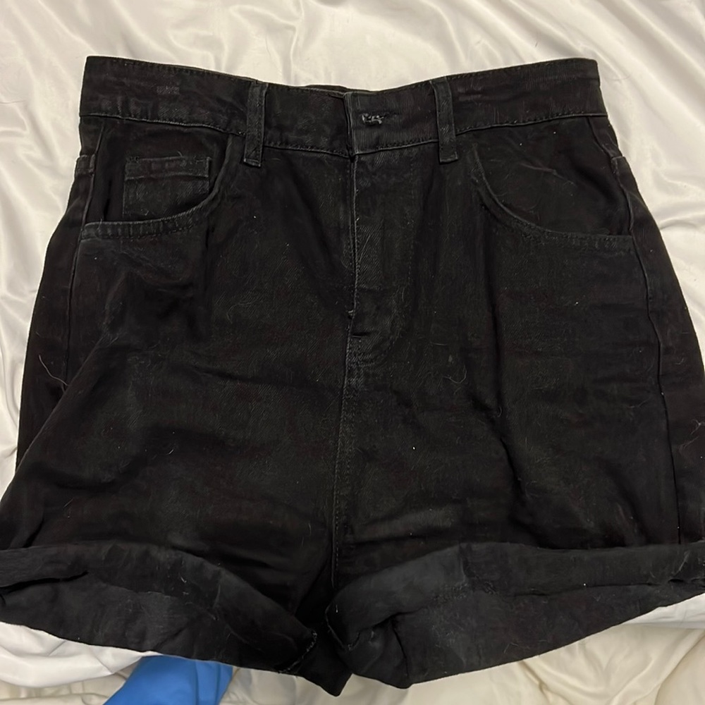 Black high waisted denim shorts
